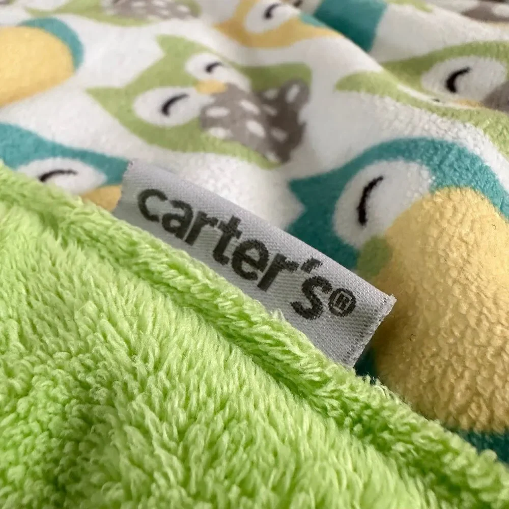 Carters Owl Lovey Grey Blue Green 13” Baby Infant Security Blanket Crib Toy